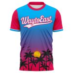 Tropical Sunset baseball and softball sublimated t shirt worldwide shipping