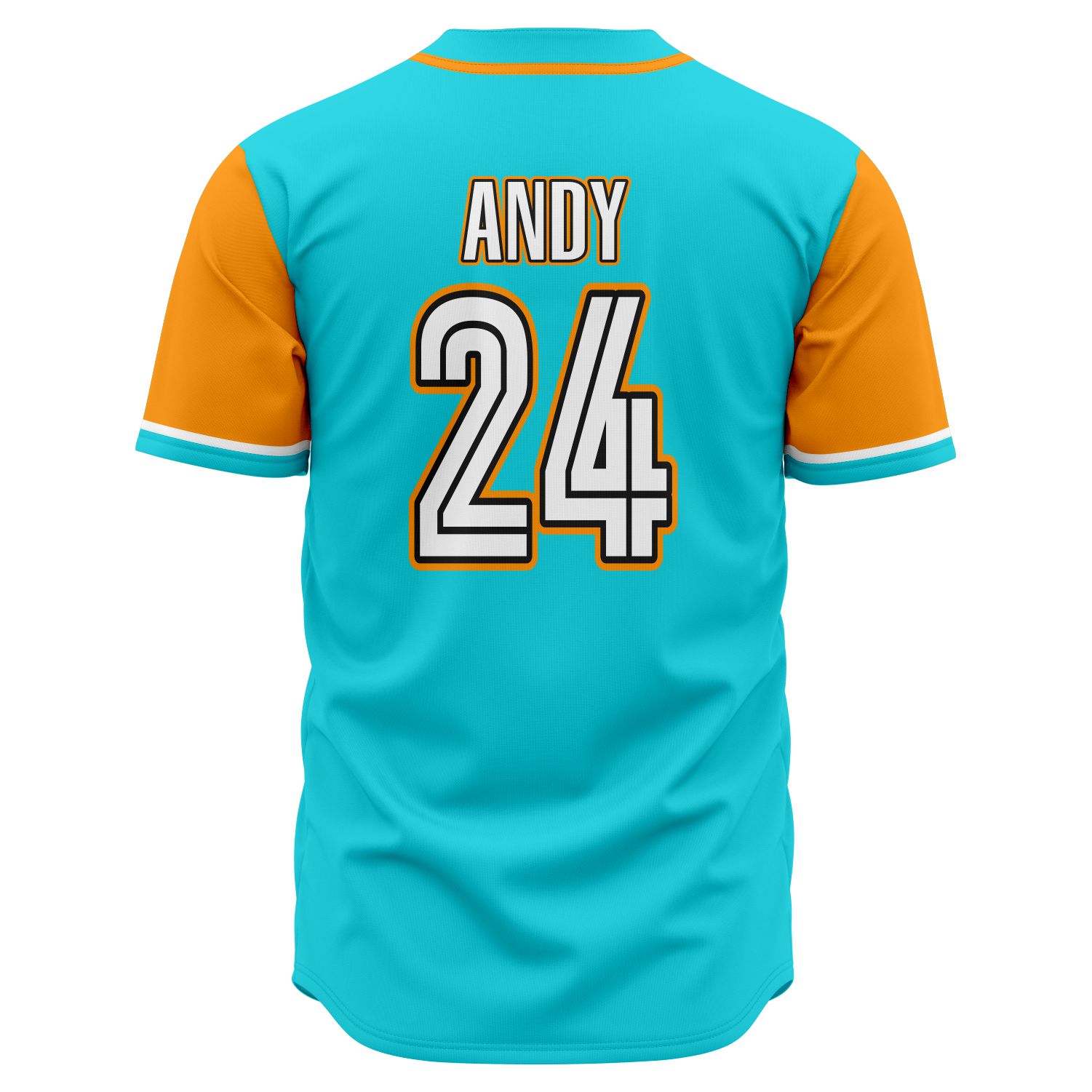 Coastal Teal Full-Button Jersey Back Custom fully sublimated baseball jersey with high definition team logo design