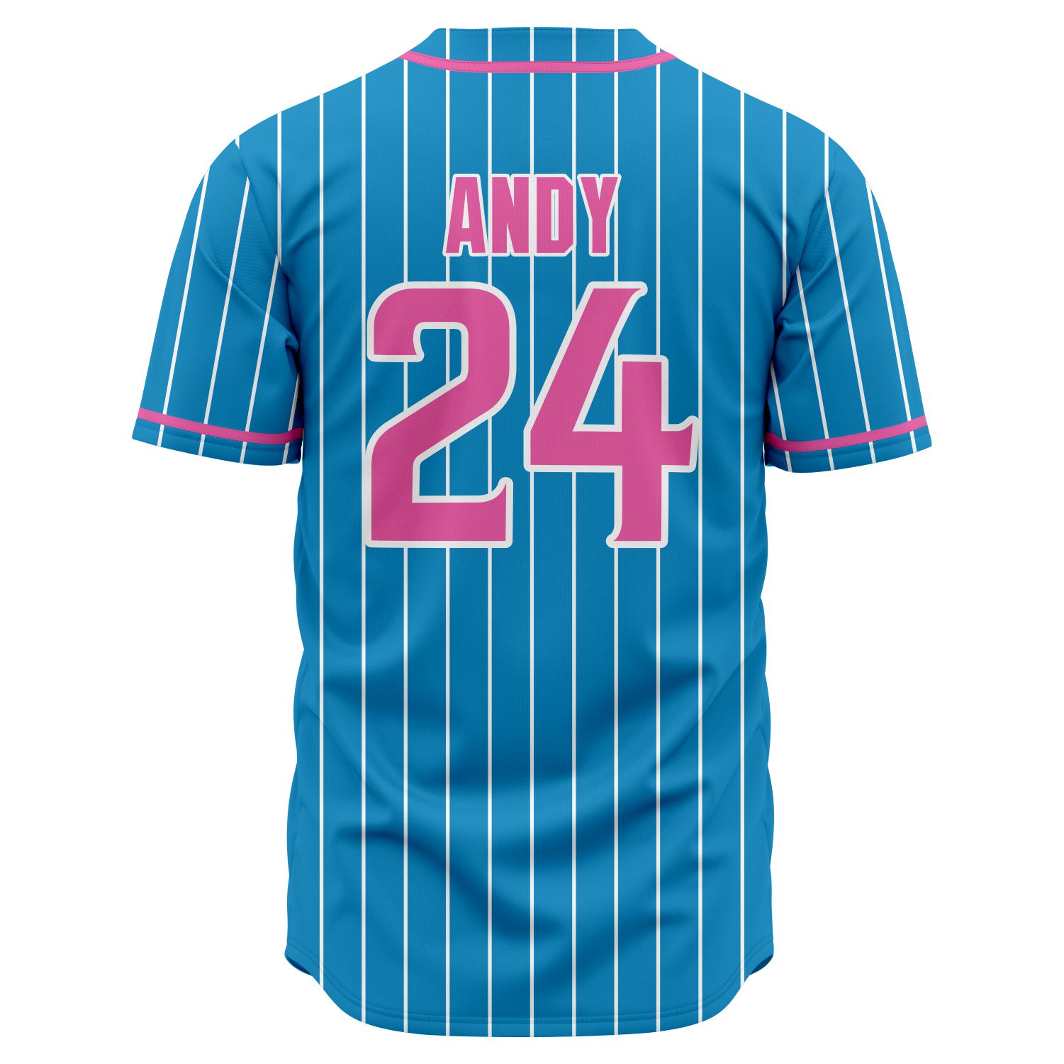 Miami Vice Pinstripe Jersey Back Custom fully sublimated baseball jersey with high definition team logo design
